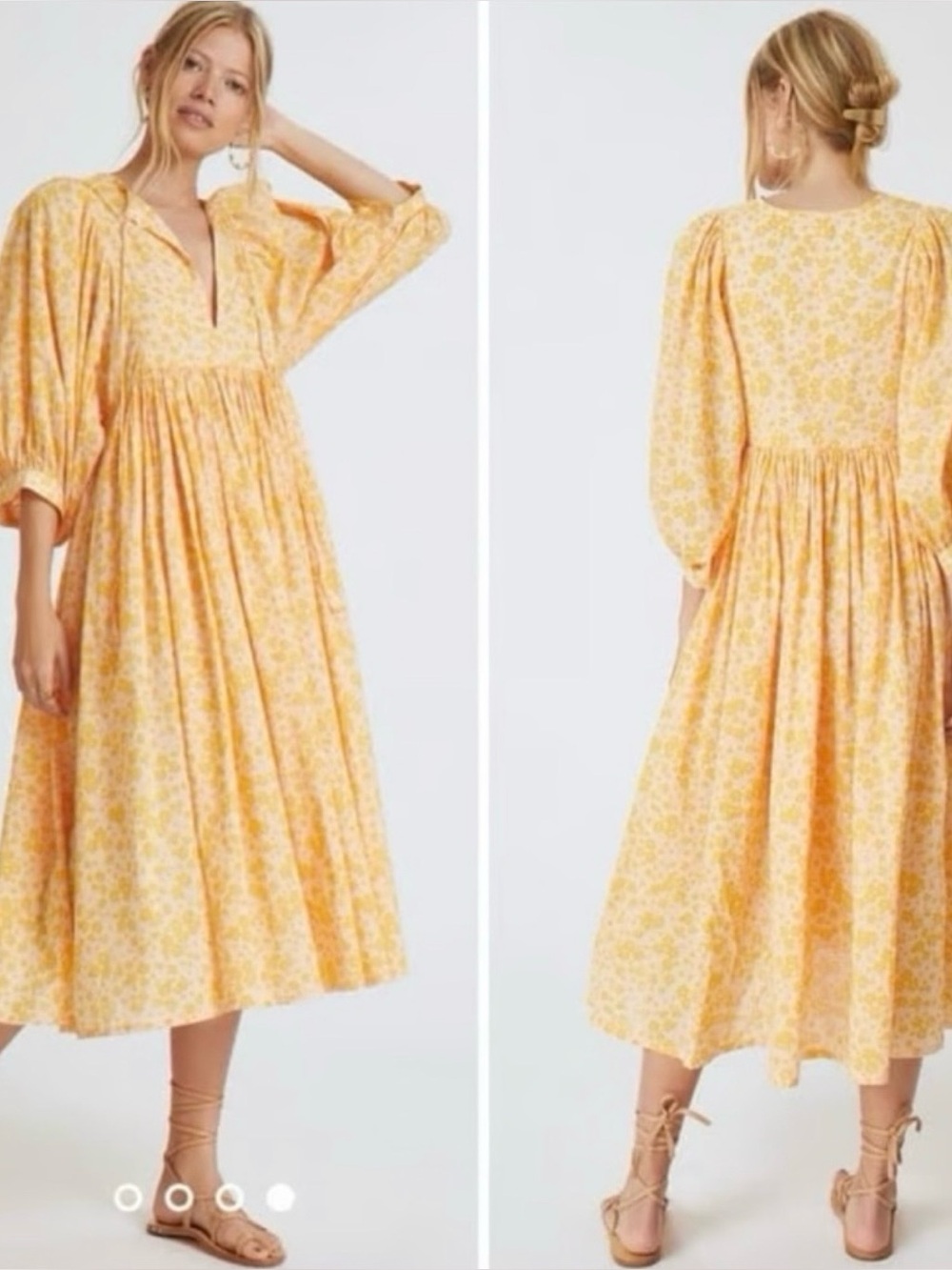 Anthropologie Sundry blouson sleeves midi dress ditsy flower